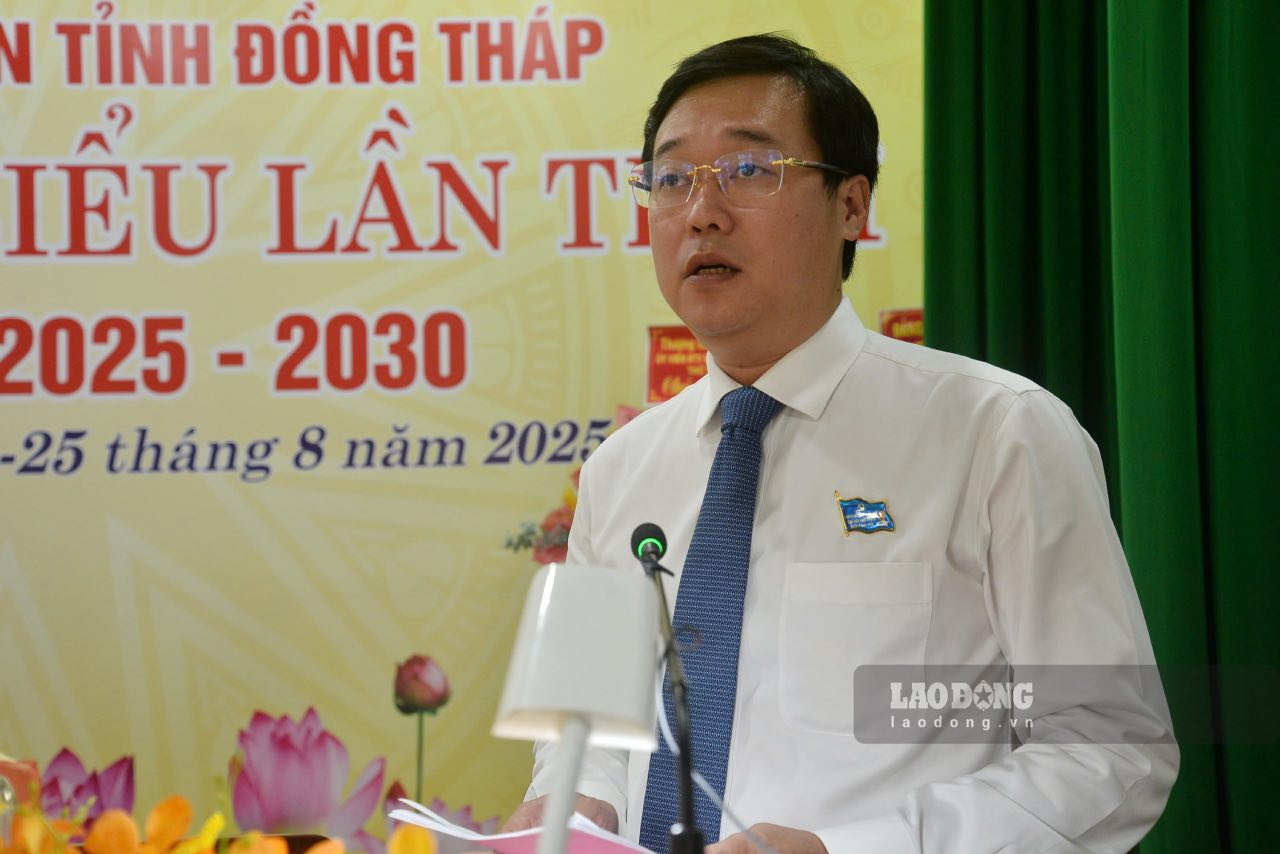 Ong Le Quoc Phong - Bi thu Tinh uy Dong Thap - phat bieu tai Dai hoi. Anh: Thanh Nhan