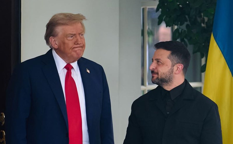 US President Donald Trump welcomes Ukrainian President Volodymyr Zelensky at the White House, August 18, 2025. Photo: Xinhua