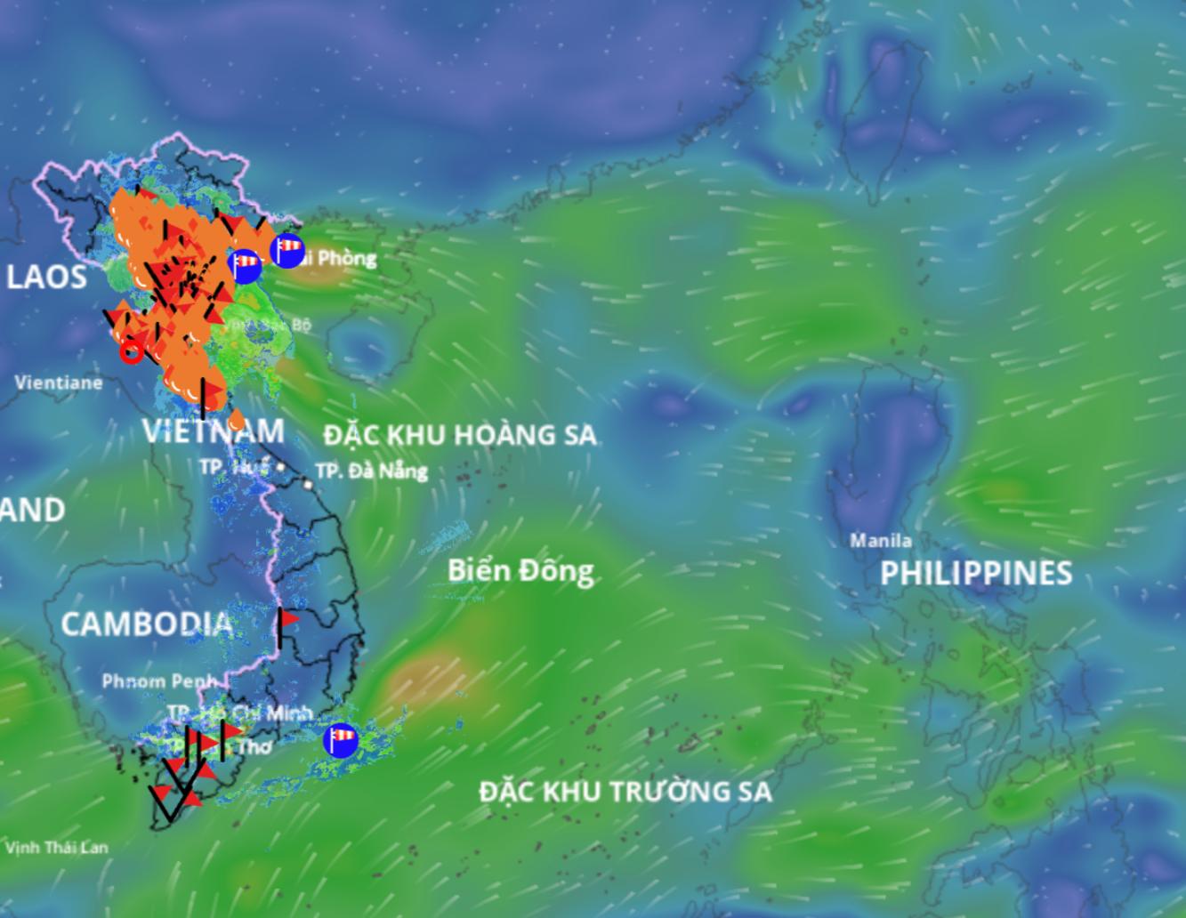 According to the meteorological agency, the tropical depression weakened from storm No. 5 Kajiki is in the Central Laos area. Source: Vietnam Disaster Monitoring System