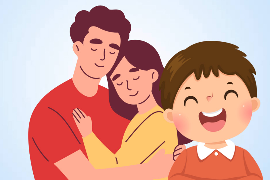 Love in marriage is an important foundation for raising happy children. Graphics: Thien Nhan