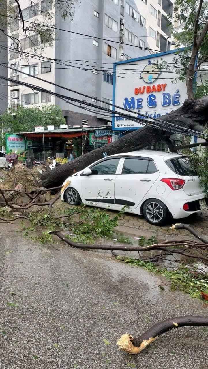 Mot o to bi vo kinh lai va mop tran do bi cay de. Anh: Ngoc Anh