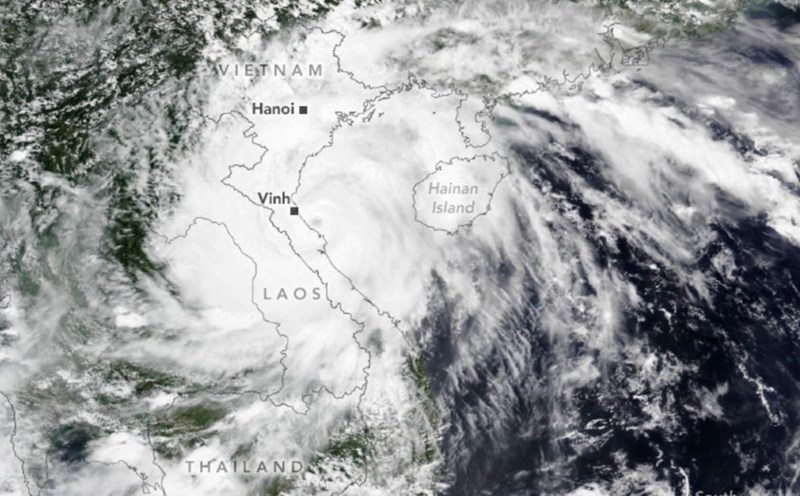Storm No. 5 Kajiki made landfall in the coastal provinces of Central Vietnam on August 25, 2025. Photo: NASA
