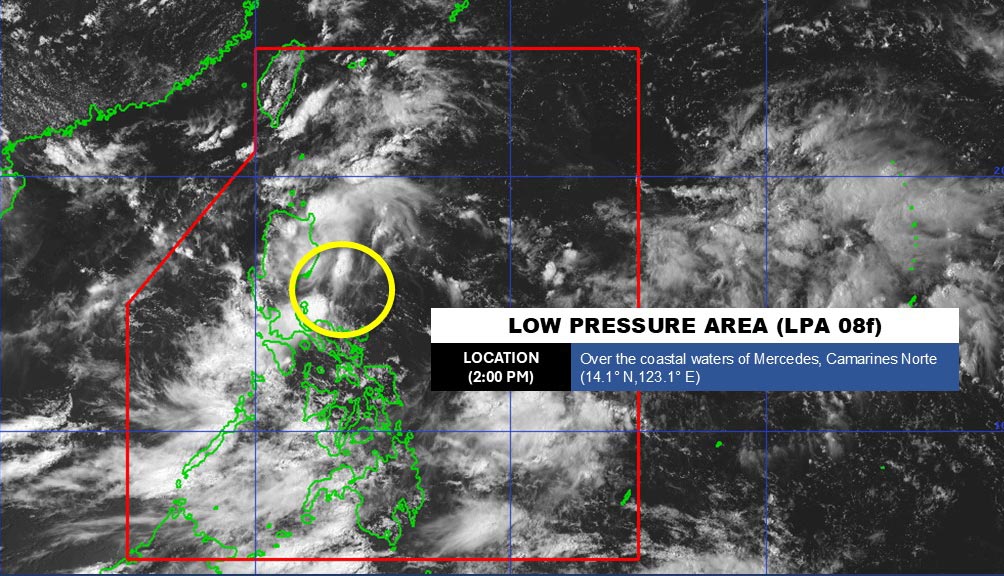 Posicion de la baja presion cerca del Mar del Este. Foto: PAGASA