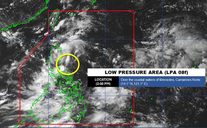 Location of the low pressure near the East Sea. Photo: PAGASA
