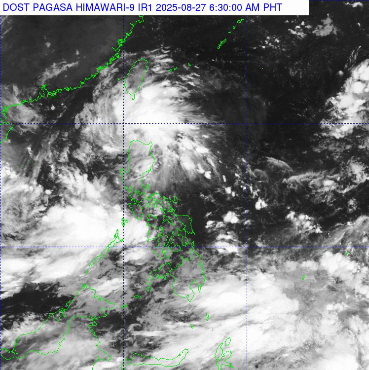 Anh may ve tinh ap thap o Philippines vao 6h30 sang 27.8.2025. Anh: PAGASA