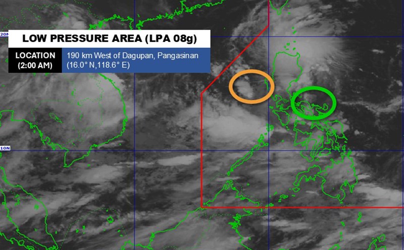 Updated location of the low pressure in the East Sea and newly formed low pressure off the coast of the Philippines. Photo: PAGASA