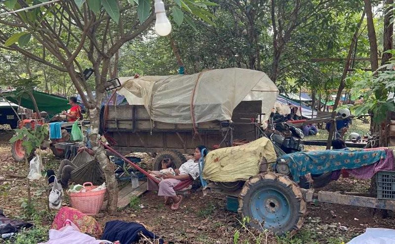 Cambodian people at a shelter in Oddar Meanchey province on July 25, 2025. Photo: Xinhua
