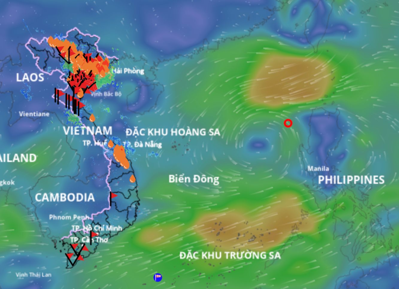 Updated location of the tropical depression at 10:00 on August 27. Source: Vietnam Disaster Monitoring System