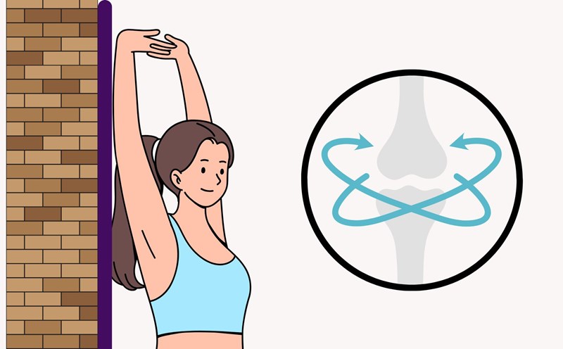 Shoulder stretching exercises help check joint health. Graphics: Thanh Thanh