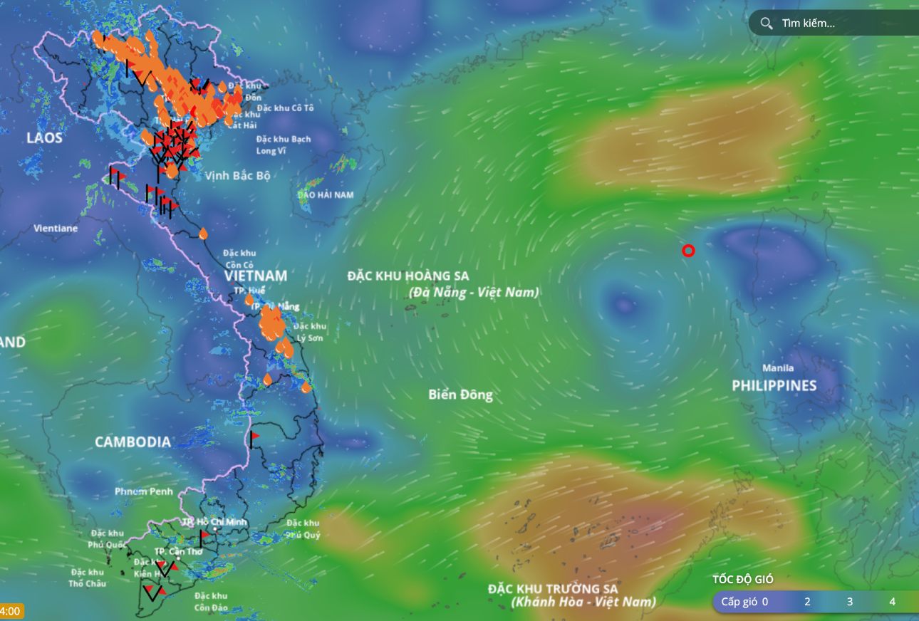 Updated location of the tropical depression at 2:00 p.m. on August 27. Source: Vietnam Disaster Monitoring System