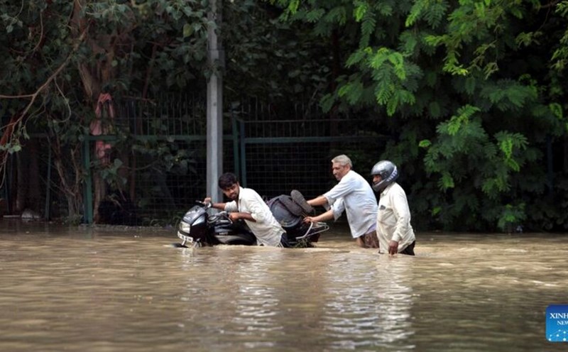 A flood caused by heavy rain in India. Photo: Xinhua