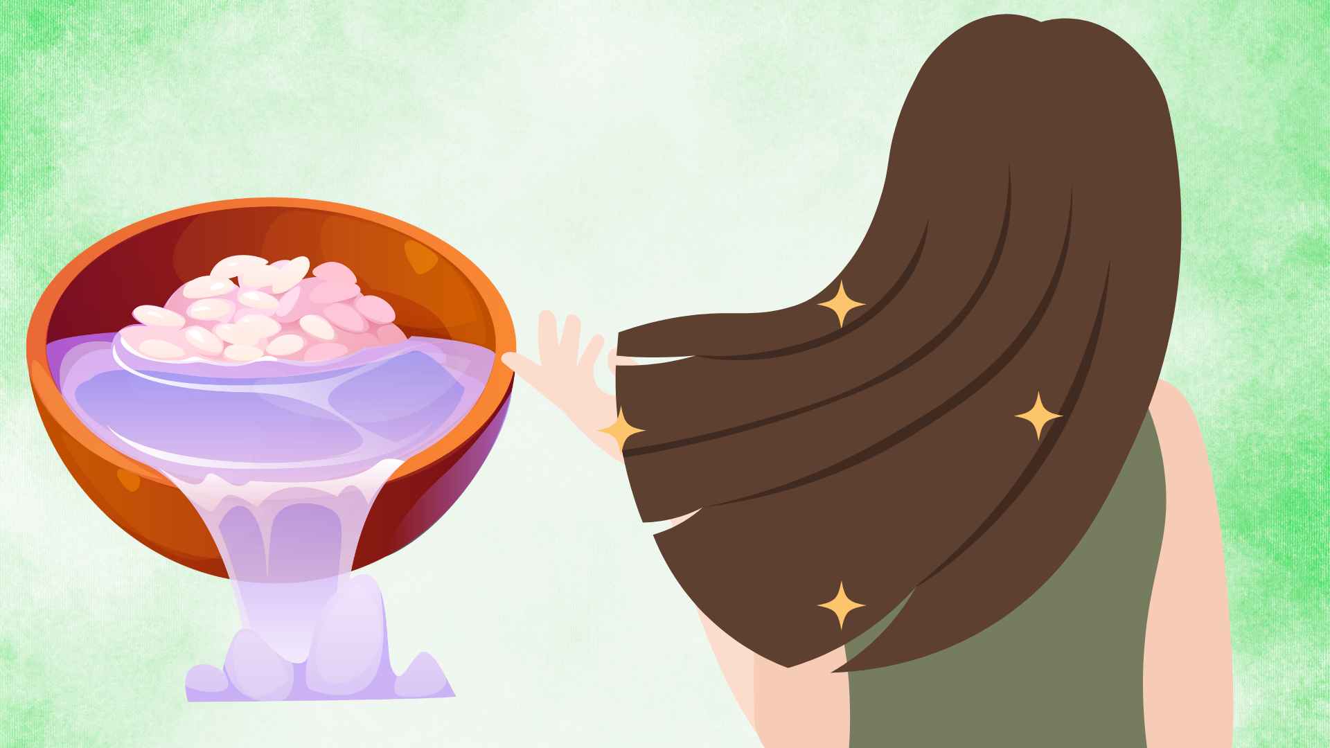 米汁は、丈夫で滑らかな髪を育むのに役立ちます。写真:Hoang Loc