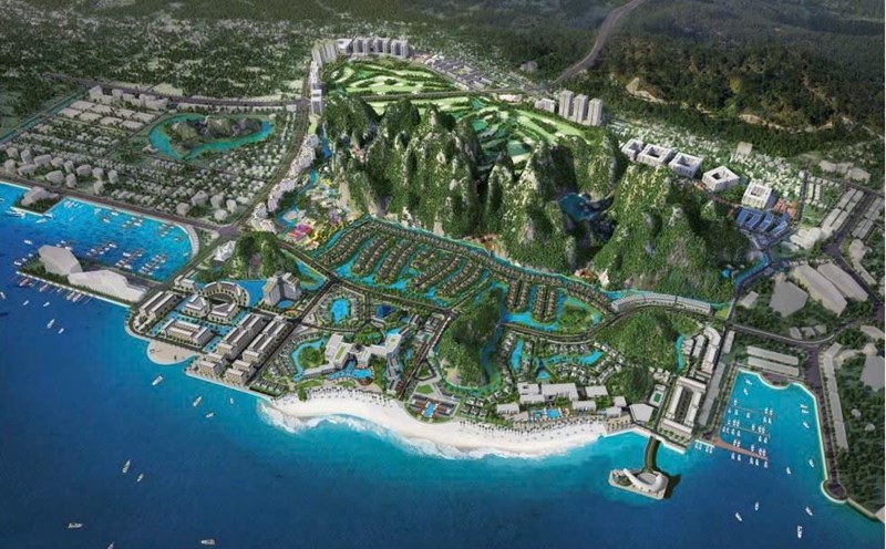 Perspective of the Monbay Van Don resorts - entertainment complex project, golf course and residential area