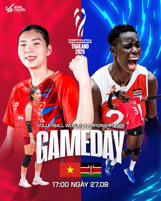 Tuyen bong chuyen nu Viet Nam gap Kenya o luot tran cuoi vong bang giai vo dich the gioi. Anh: VFV