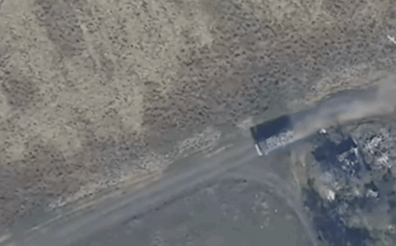 Russian Lancet UAVs attack Ukrainian vehicles. Photo: Cut from video of the Russian Ministry of Defense