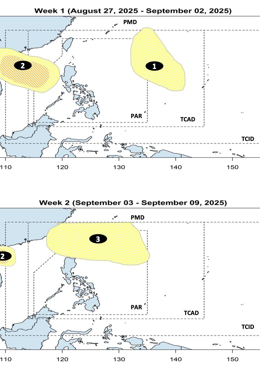 Du bao ap thap quanh Bien Dong trong nhung ngay cuoi thang 8, dau thang 9. Anh: PAGASA