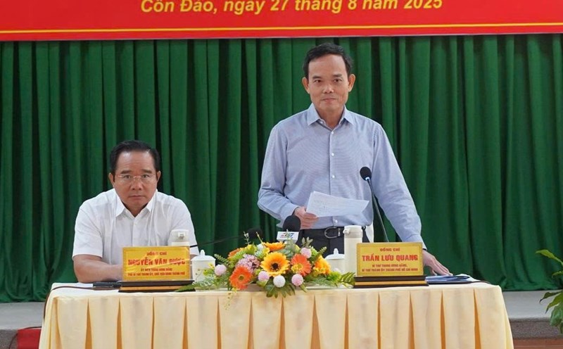 Ho Chi Minh City Party Secretary Tran Luu Quang spoke at the meeting. Photo: Khanh Nam