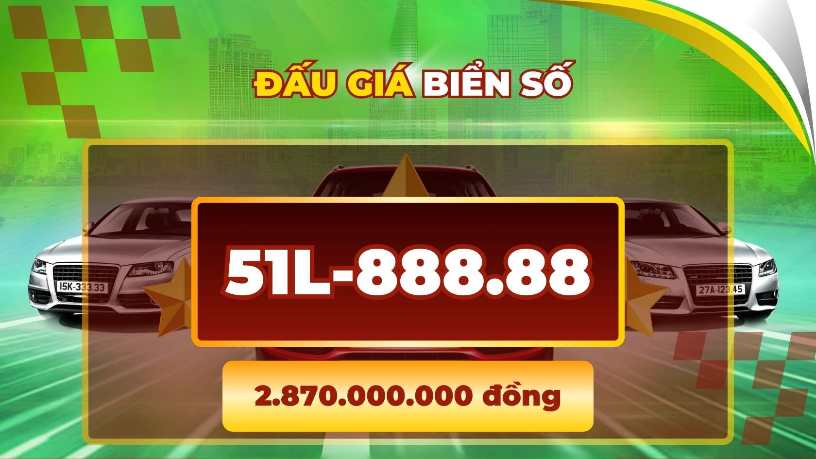 Tycoon spends nearly 3 billion VND to buy license plate 51L-888.88 in the auction on August 27