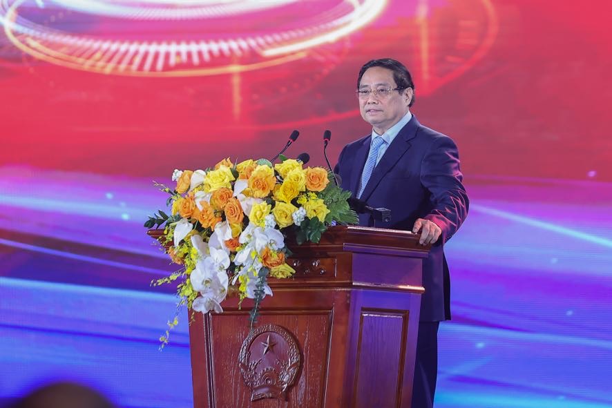 Prime Minister Pham Minh Chinh delivered the opening speech of the Exhibition "80 years of independence - freedom - Happiness". Photo: Hai Nguyen