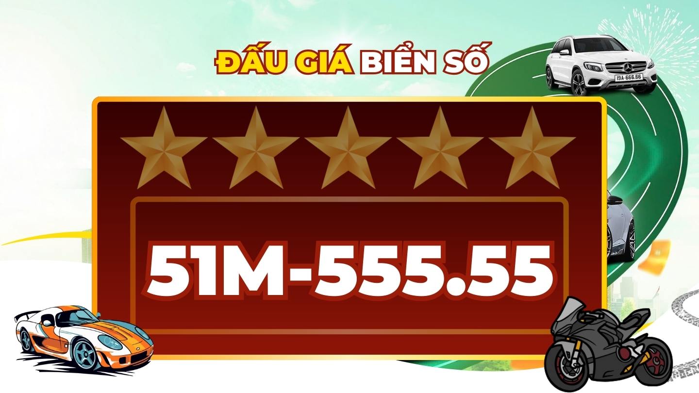 License plate 51M-555.55 will be available in the auction on the afternoon of August 28