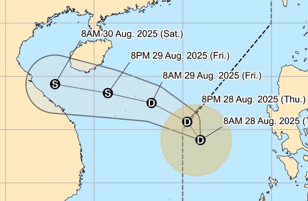 Cap nhat vi tri cua ap thap nhiet doi tren Bien Dong. Anh: PAGASA