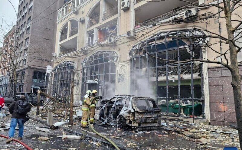 Ukraine's capital Kiev was devastated after a Russian airstrike. Photo: Xinhua