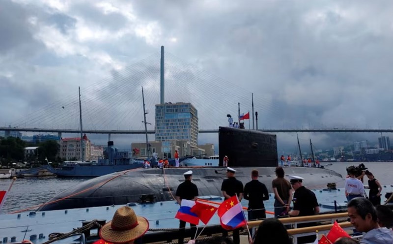 People attended the opening ceremony of the Russia-China joint naval exercise in the Sea of Japan on July 31, 2025. Photo: Russian Ministry of Defense