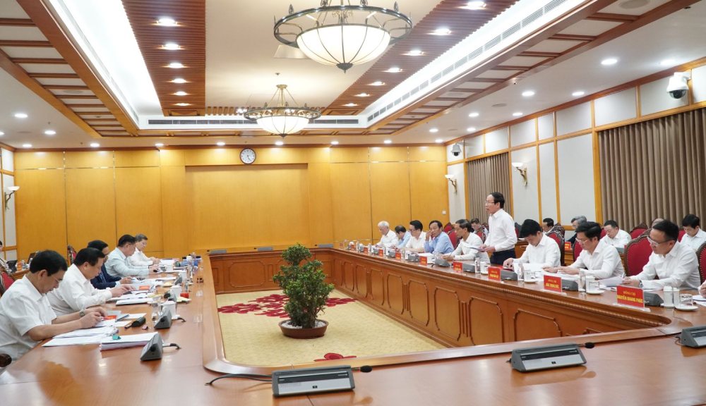 Toan canh buoi lam viec cua Bo Chinh tri voi Ban Thuong vu Thanh uy Hai Phong, Ban Thuong vu Tinh uy Quang Ngai. Anh: Dangcongsan.vn