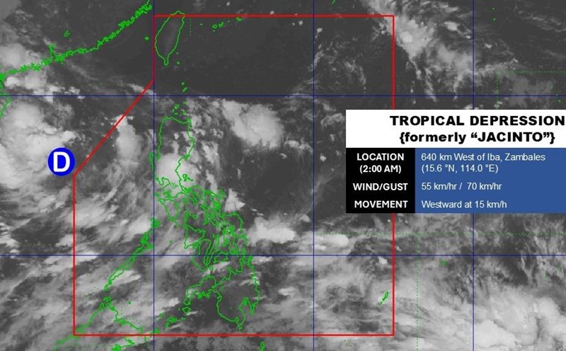 Tropical depression Jacinto may strengthen into storm No. 6 in the East Sea on the evening of August 29. Photo: PAGASA
