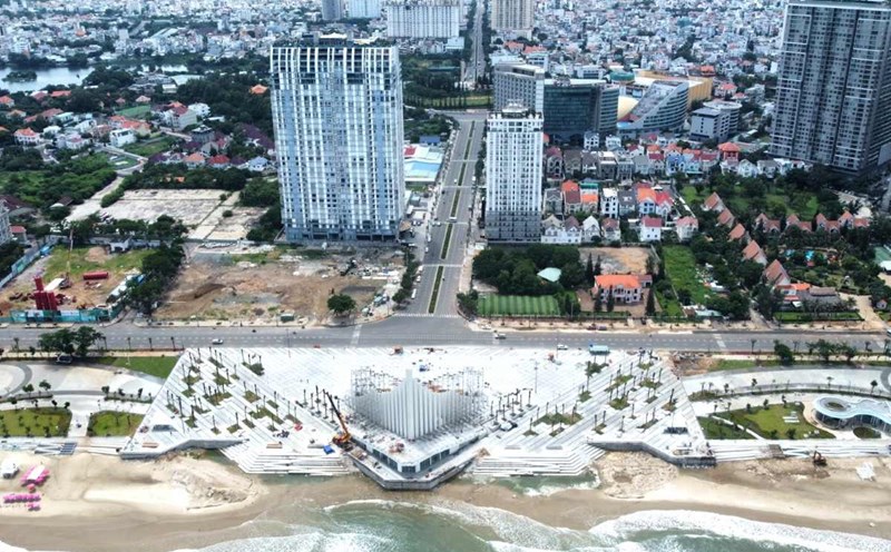 Thuy Van Square area will be closed to the street to organize an event to celebrate the 80th anniversary of the August Revolution and National Day on September 2 in Vung Tau. Photo: Hoang Nhan