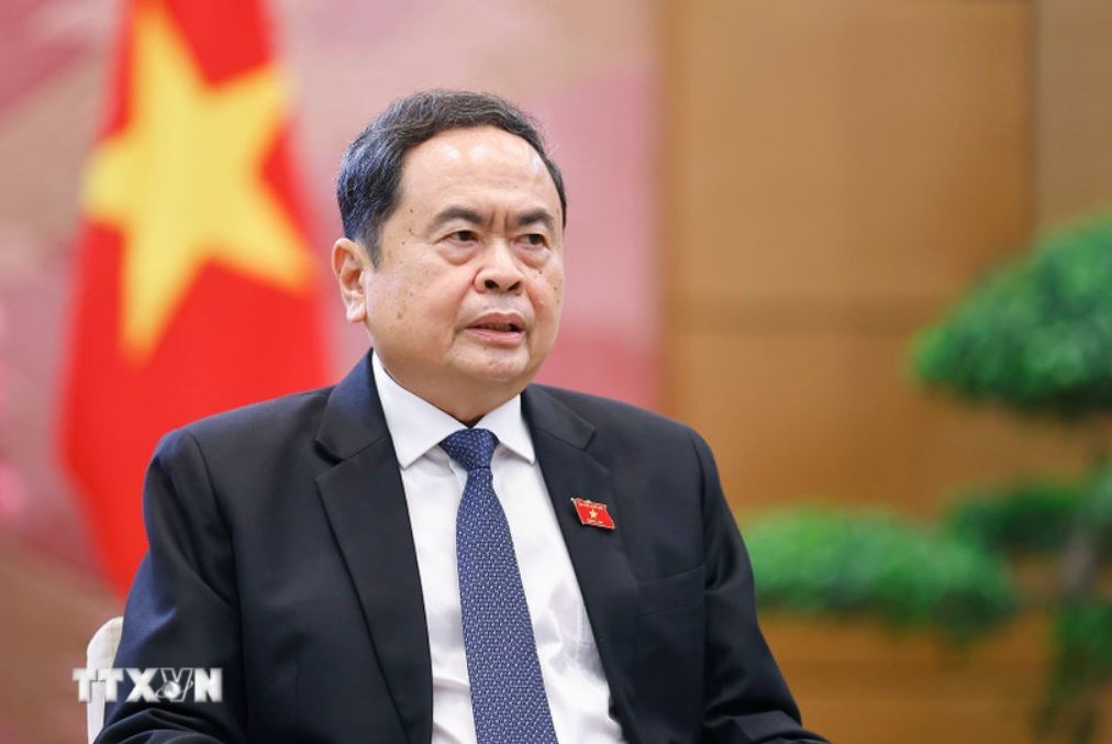 Politburo member and National Assembly Chairman Tran Thanh Man answered a press interview. Photo: VNA