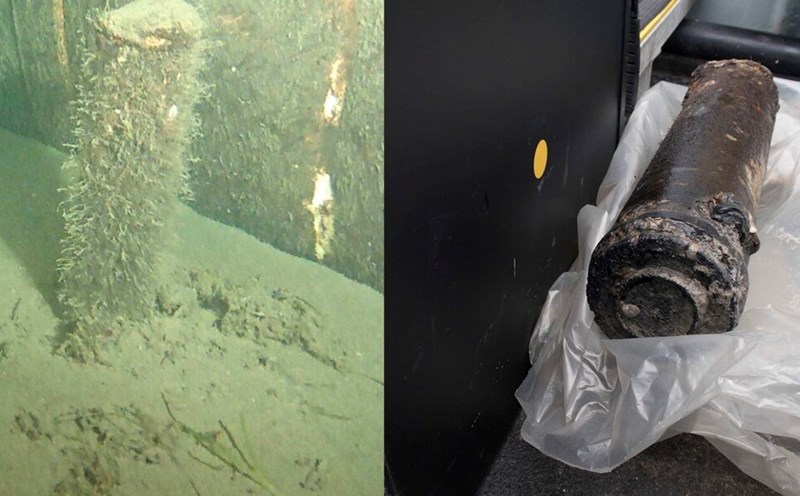 The body was located next to the Nord Stream pipeline on the seabed and after being salvaged. Photo: Danish Ministry of National Defense