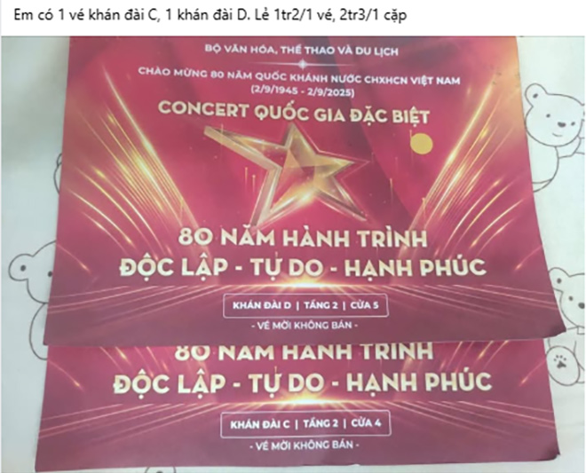 Ve duoc rao ban trong nhom kin tren mang. Anh chup man hinh