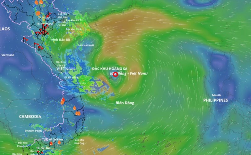 Updated location of storm No. 6 at 2:00 p.m. on August 29. Source: Vietnam Disaster Monitoring System