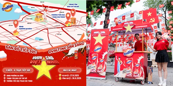 He thong 6 tram tiep suc cua Ovaltine da trao tang hang ngan hop sua cho nguoi dan tren cac tuyen pho chinh cua Thu do. Anh: Ovaltine