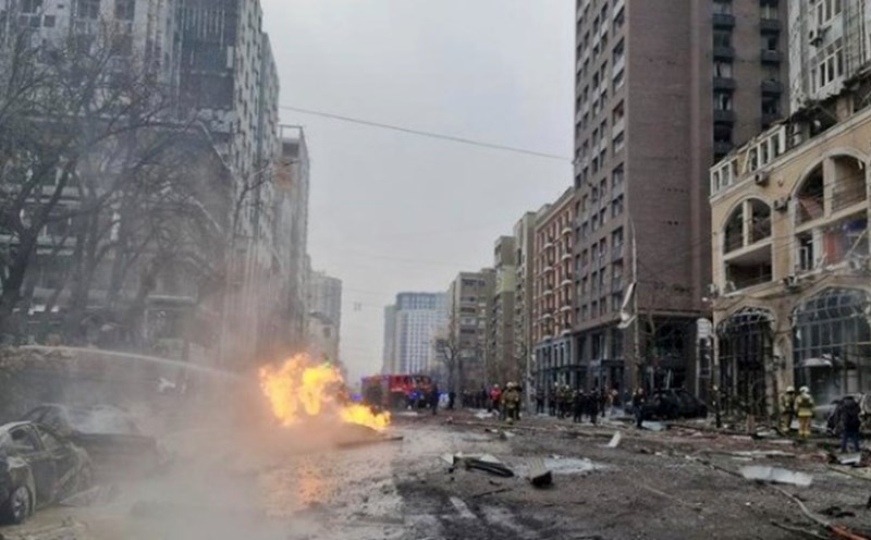 Ukraine's capital Kiev after a Russian attack. Photo: Xinhua