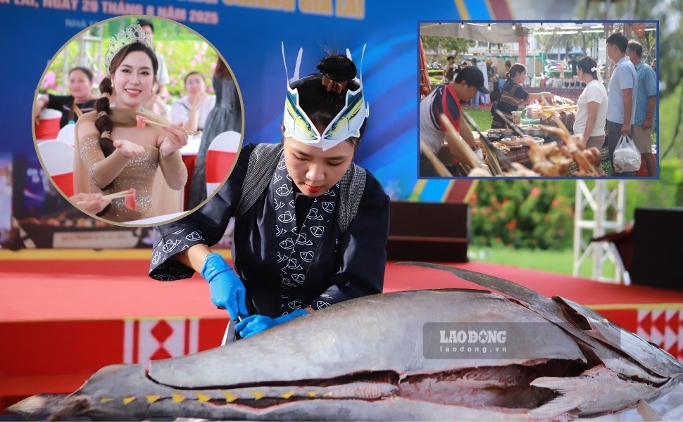 Festival gastronomico 'Mon ngon tu dat Bazan va Bien'; Exposicion de productos OCOP pueblos artesanales; Festival cultural de cafe y cong chieng de la provincia de Gia Lai celebrado en el Parque Infantil. Foto: Hoai Phuong