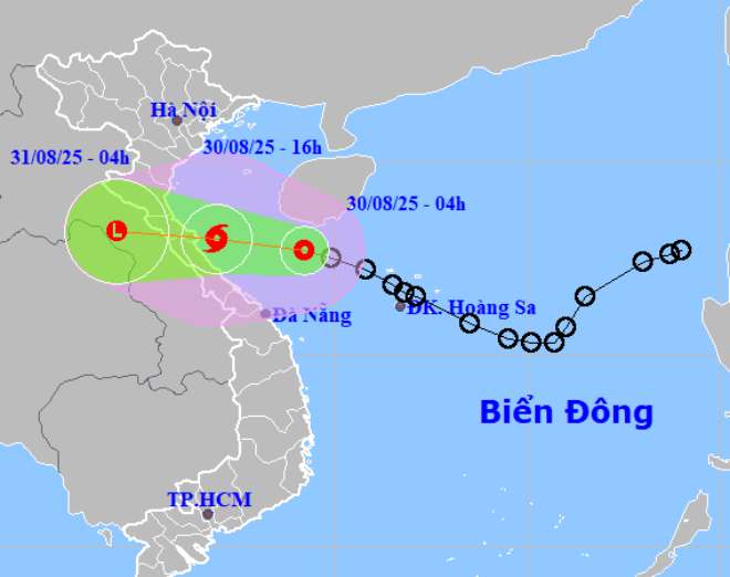 Du bao huong di cua ap thap nhiet doi tren Bien Dong. Anh: Trung tam Du bao Khi tuong Thuy van quoc gia