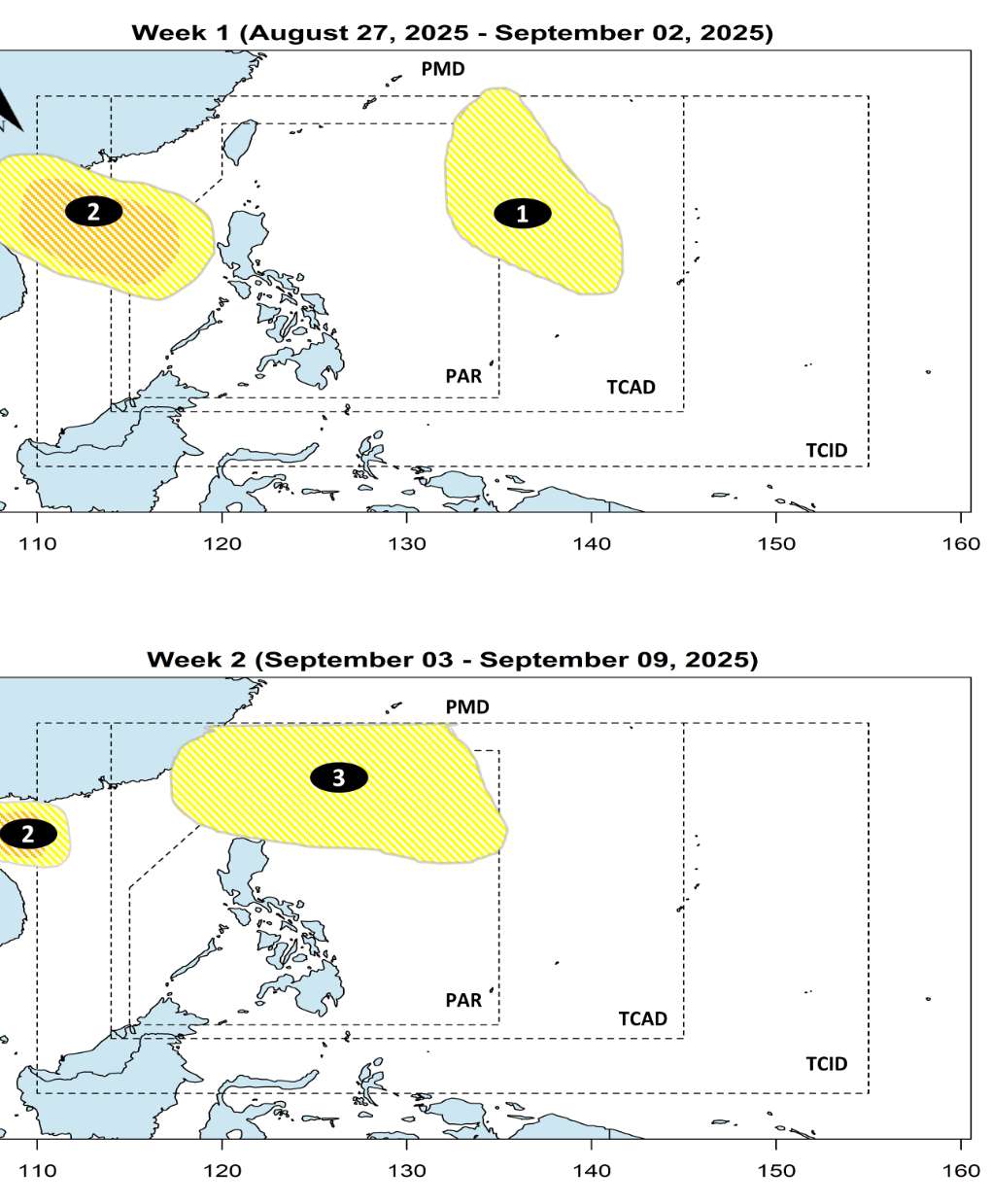 Du bao ap thap/bao trong 2 tuan. Anh: PAGASA