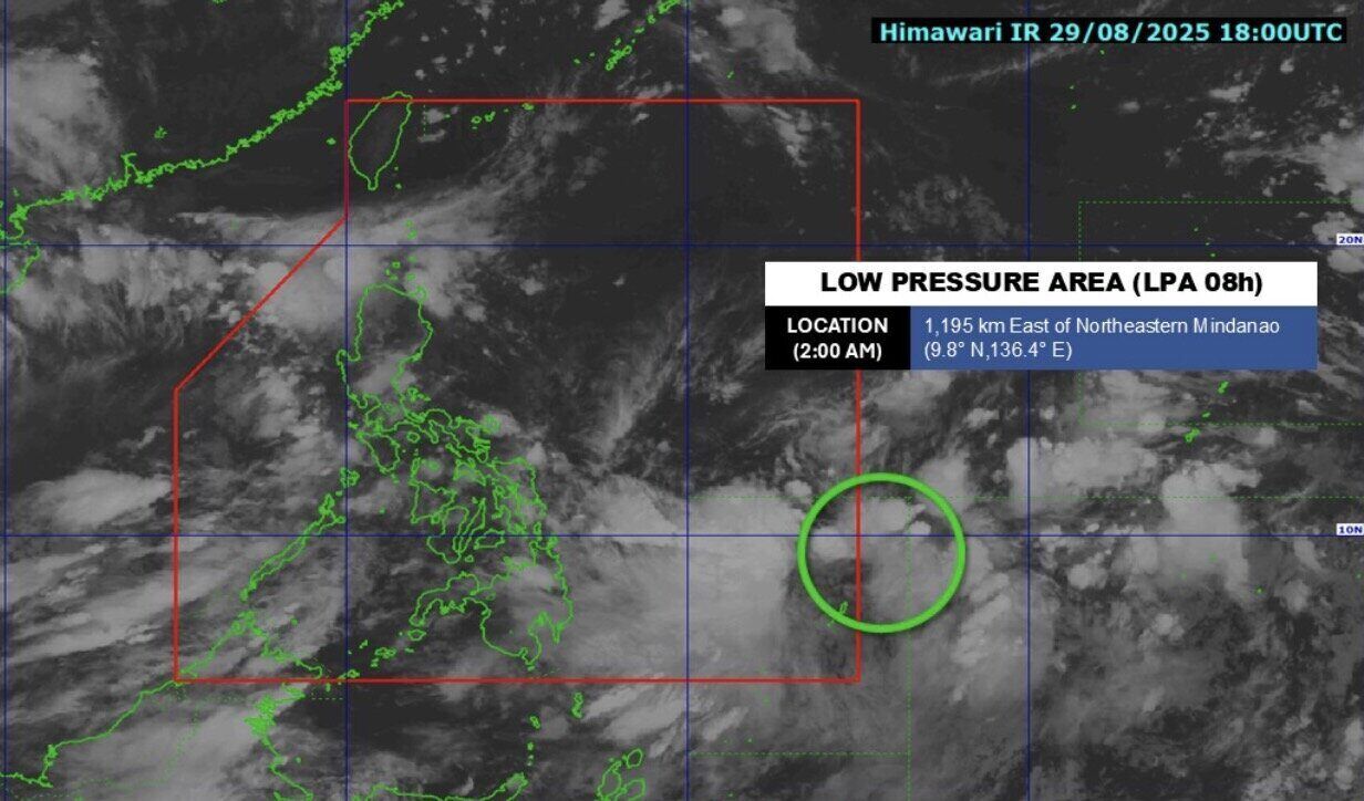 Another low pressure appears near the East Sea, forecast to enter PAR today (August 30). Photo: PAGASA