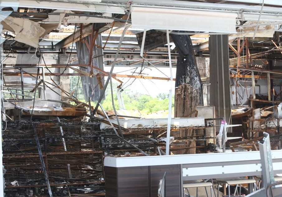 A convenience store in Si Sa Ket province, Thailand was damaged after the Thailand - Cambodia fighting, on August 1, 2025. Photo: Xinhua