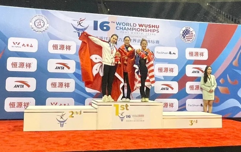 Phuong Nhi tung len ngoi vo dich tai giai wushu the gioi nam 2023. Anh: Hoai Viet