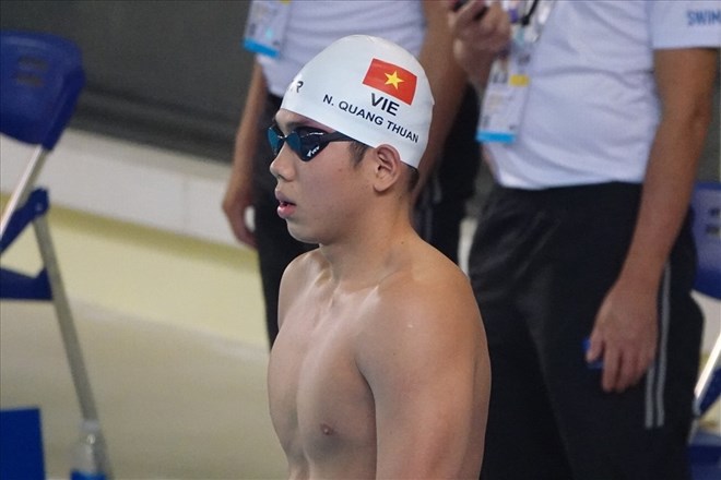 Athlete Nguyen Quang Thuan of the Vietnamese swimming team. Photo: Nguyen Dang