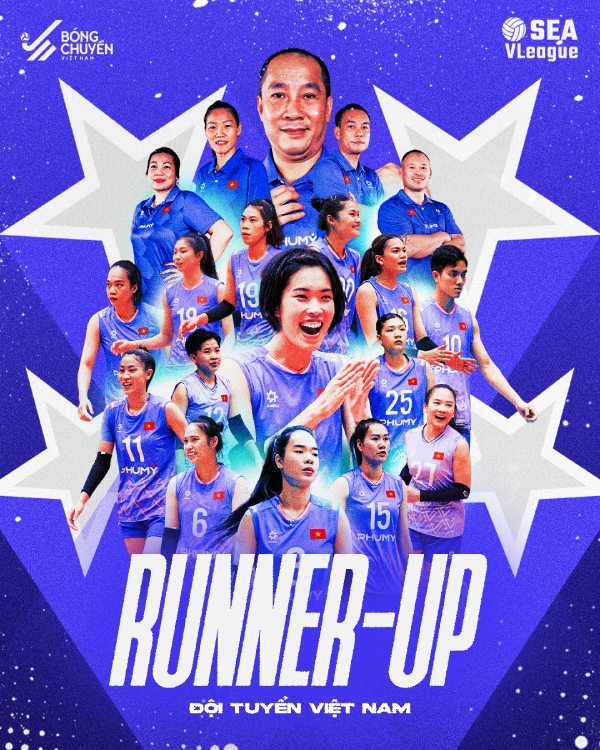 The Vietnamese women's volleyball team won the 1st runner-up position in the 2025 SEA V.League. Photo: Vietnam Volleyball