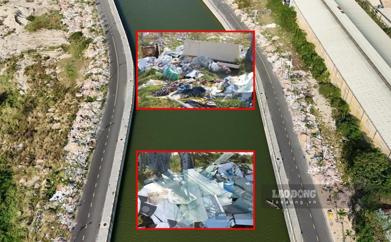 Garbage still surrounds the road along the Dinh River even though Gia Lai province has issued instructions for handling. Photo: Hoai Phuong