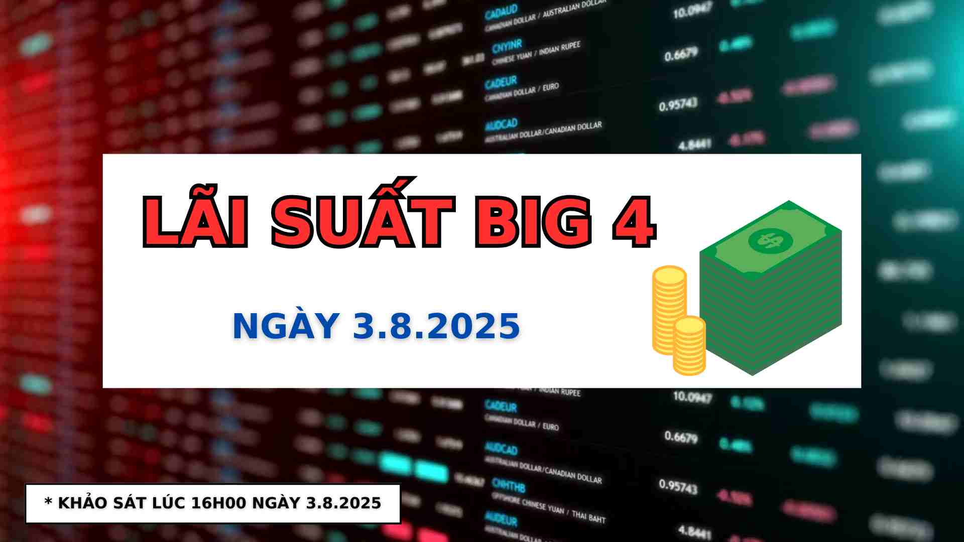 Mettre a jour les taux d'interet Agribank, BIDV, Vietcombank, Vietinbank 3.8.2025. Graphique: Thach Lam