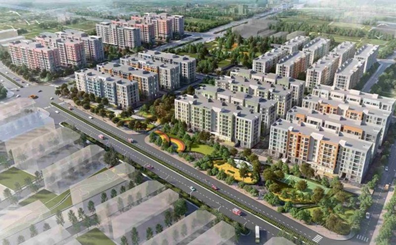Overall perspective of the social housing construction project (phase 1) in Hai An ward, Dinh Vu - Cat Hai Economic Zone, Hai Phong city. Photo: Hai Phong Portal