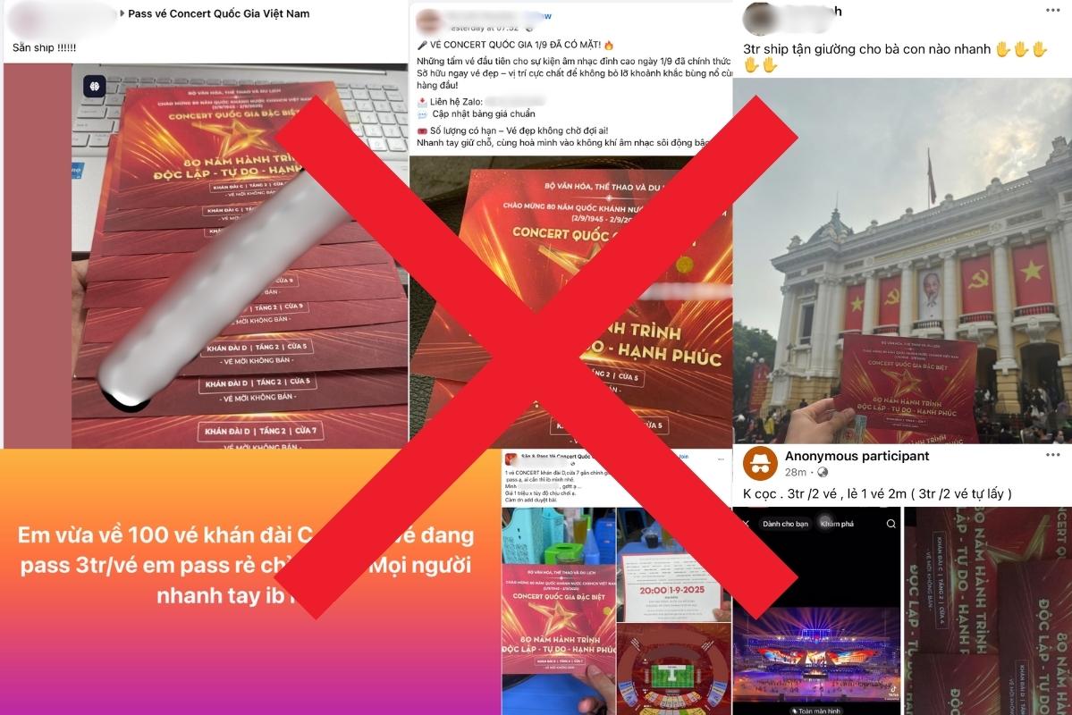 Free tickets for "national concerts" are only for sale, ticket brokers make huge profits, selling up to 10 million. Design: Thanh Binh