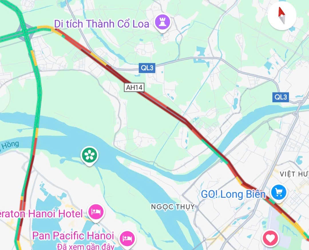 Un tac tren Quoc lo 5 keo dai tu cau Dong Tru den nut giao duong Vo Nguyen Giap. Anh: Google Maps