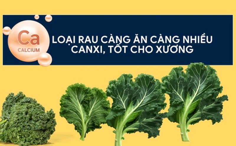 Kale is rich in calcium, which is good for bones. Graphic photo: Huong Son